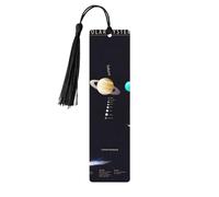 Solar System Jupiter Saturn Print 5pcs Wooden Bookmarks with Tassels, Reading Page Markers Book Marks, Gifts for Men Women