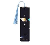 Solar System Jupiter Saturn Print 5pcs Wooden Bookmarks with Tassels, Reading Page Markers Book Marks, Gifts for Men Women