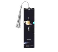Solar System Jupiter Saturn Print 5pcs Wooden Bookmarks with Tassels, Reading Page Markers Book Marks, Gifts for Men Women
