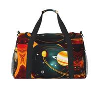 Solar System Jupiter Saturn print Carry on Luggage for Women Men Shoulder Weekender Crossbody Bag for Yoga Travel Must Haves, Black, One Size