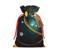 Solar System Jupiter Saturn Print Christmas Drawstring Gift Bags Holiday Present Sack Xmas Decor Reusable Pouches