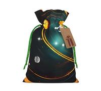 Solar System Jupiter Saturn Print Christmas Drawstring Gift Bags Holiday Present Sack Xmas Decor Reusable Pouches