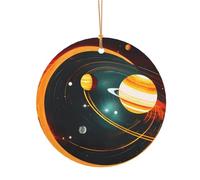 Solar System Jupiter Saturn Print Christmas Ornaments,Round Double-Sided Printed Xmas Tree Decorations Family