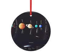 Solar System Jupiter Saturn Print Christmas Tree Hanging Ornament, Double-Sided Aluminum Round Pendant For Xmas Tree And Holiday