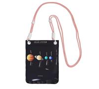 Solar System Jupiter Saturn Print Crossbody Phone Bag For Women Men, Adjustable Strap Phone Purse, For Travel Shopping