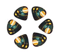 Solar System Jupiter Saturn Print Guitar and Ukulele Picks For Music Lovers 12 PCS Mixed Gauges(0.46/0.71/0.96mm)