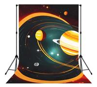 Solar System Jupiter Saturn Print Large 5×7ft Seamless Polyester Fabric Photo Backdrop Curtain for Portrait Photoshoot Party Video