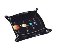 Solar System Jupiter Saturn Print Leather Valet Tray For Women,Travel Organizer, Trinket Jewelry Cosmetic Organizer Tray
