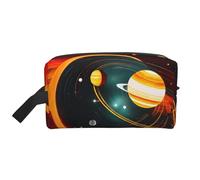 Solar System Jupiter Saturn Print Portable Travel Toiletry Storage Bag Large Capacity 600D Polyester Cosmetic Storage Bag