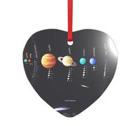 Solar System Jupiter Saturn Print Round Heart Acrylic Christmas Ornament Holiday Keepsake Pendant For Xmas Tree Decor