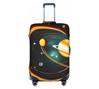 Solar System Jupiter Saturn Print Unique Travel Luggage Cover Washable Anti Scratch Suitcase Protector for Vacation, White, M