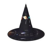Solar System Jupiter Saturn Print Women'S Large Witch Hat Witch Hat Witches Hats Halloween Cosplay Party Accessory