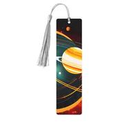 Solar System Jupiter Saturn Print Wood Bookmark for Women Men,with Tassels Reading Bookmarks for Book Lovers,Gifts