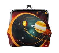 Solar System Jupiter Saturn Printing Coin Purse, Lightweight Minimalist Wallet For Music Festivals And Concerts, Black, One Size, Art Deco