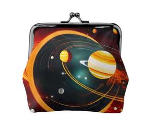 Solar System Jupiter Saturn Printing Coin Purse, Lightweight Minimalist Wallet For Music Festivals And Concerts, Black, One Size, Art Deco