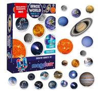 Solar System Magnets for Kids 3+ - Magdum - 22 Fridge Magnets - Educational Space STEM Learning Toy for Preschool - Montessori Science Set - Realistic Planets & Astronaut - Gift for Curious Kids