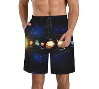 Solar System Men's Stretch Golf Shorts with Drawstring, Summer Beach Casual Athletic Shorts White