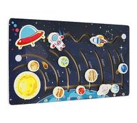 Solar System Model Board with 9 Planets Spaceship Rocket Module Early Learning Wooden Solar System Model Space Educational SolarSystem Toy Outer Space Toy for Boys Girls Toddlers Present Storytelling