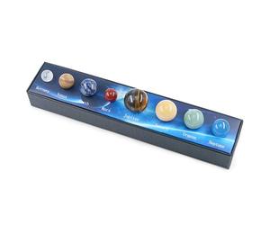 Solar System Model Natural Gemstone Planets Set, 8 Healing Crystals Spheres for Meditation and Space Decor, Chakra Stones Energy Specimen, Astronomy Science Gift, Home Office Desk Art Ornament
