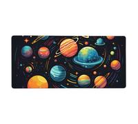 Solar System Mouse Mat Space Planet Gaming Mouse Pad with Stitched Edges Non-Slip Large Desk Mat for PC Laptop Office Home Gamer 900x400x3mm Keyboard Mousepad