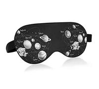 Solar System Nebulas Black White Eye Masks Cover Blocks Light Sleep Mask Shade Cover Blindfold Relaxing Eyeshade Cover with Adjustable Head Strap for Men Women Kids