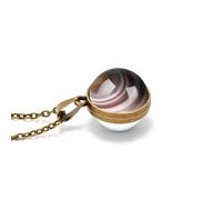Solar System Necklace Universe Galaxy The Eight Planets Guardian Star Glow in Dark Double Side Glass Luminios Gemstone Ball Necklace for Women Men Friends Gift, Glass, No Gemstone