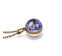 Solar System Necklace Universe Galaxy The Eight Planets Guardian Star Glow in Dark Double Side Glass Luminios Gemstone Ball Necklace for Women Men Friends Gift, Glass, No Gemstone