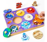 Solar System Peg Puzzles Wooden Toys for 1 2 Year Old Boys Birthday Gifts