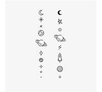 Solar System Planet Earth Ins Style Black Temporary Tattoo, Waterproof And Long-lasting Suitable For Female Stickers, Fake Tattoos(4pcs)