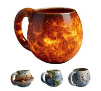 Solar System Planet Mug Set with Earth, Moon, Saturn & Sun Designs - 3D Space Themed Ceramic Cups for Coffee, Tea or Milk, A Unique Gift for Astronomy Enthusiasts (Sun)