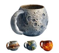 Solar System Planet Mug Set with Earth, Moon, Saturn & Sun Designs - 3D Space Themed Ceramic Cups for Coffee, Tea or Milk, A Unique Gift for Astronomy Enthusiasts (Moon)