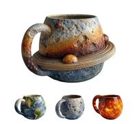 Solar System Planet Mug Set with Earth, Moon, Saturn & Sun Designs - 3D Space Themed Ceramic Cups for Coffee, Tea or Milk, A Unique Gift for Astronomy Enthusiasts (Saturn)