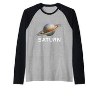 Solar System Planet Saturn Rings Outer Space Raglan Baseball Tee