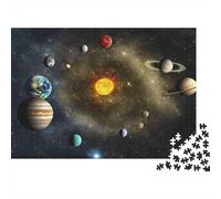 Solar System Planets 1000 Piece Jigsaw Puzzles Solar System Diagram for Adults Educational Games Beautiful Decoration Difficult Challenging Birthday Gifts 52x38cm/1000pcs