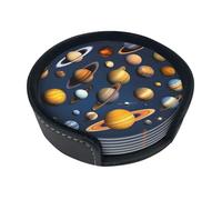 Solar System Planets 6-Piece Coaster Set for Home Decor and Desktop Protection, Suitable for Various Cups and Coffee Mugs.
