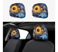 Solar System Planets And Interstellar Space Car Seat Headrest Protector Car Head Rest Covers 2 Piece Elastic Universal Fit Most Vehicles Auto Interior Accessories For Women Men
