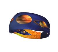 Solar System Planets Arround Sun Spring Cherry Blossom Headbands for Women Non Slip face wash Makeup Headband Sports Running Headband Stretchy Sweat Band Fashion Wide Headbands for Women Head Bands Me