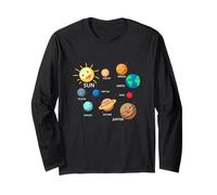 Solar System Planets, Earth, Sun, Space Science Kids, Adults Long Sleeve T-Shirt
