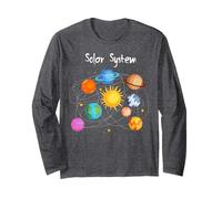 Solar System Planets, Earth, Sun, Space Science Kids, Adults Long Sleeve T-Shirt