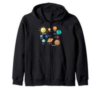 Solar System Planets, Earth, Sun, Space Science Kids, Adults Zip Hoodie