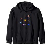 Solar System Planets, Earth, Sun, Space Science Kids, Adults Zip Hoodie