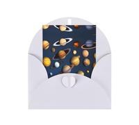 Solar System Planets Greeting card, blank inner page, includes envelope, 10cm x 15cm.