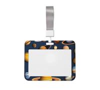 Solar System Planets Id Badge Holder with Lanyard-Horizontal Card Protector, Clear Abs Hard Shell for Work Office Events