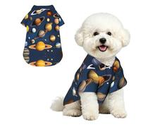 Solar System Planets S Pet Hawaiian Shirt for Small Dogs-Cute Summer Beach Outfit for Puppy, Soft Breathable Cat Clothes with Buttons