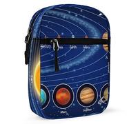 Solar System Planets Set the Sun and Eight Planets Orbits on Dark Adjustable Fanny Waist Pack Pouch, Waterproof Crossbody Runners Bag Wallet for Gym Hiking Fitness Women Men 6.1 x 2.2 x 7.9 inch