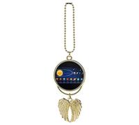 Solar System Planets Set the Sun and Eight Planets Orbits on Dark Custom Car Pendant, Exquisite Angel Wings Car Pendant, Zinc Alloy Car Pendant Chains for Men Women Gift Car Accessories Golden