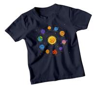 Solar System Planets Sun Mercury Earth Mars Jupiter Saturn Uranus Neptune Pluto Astronomy Educational Kids T-Shirt Boys Girls Space Tee 3-4 Years Navy