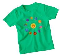 Solar System Planets Sun Mercury Earth Mars Jupiter Saturn Uranus Neptune Pluto Astronomy Educational Kids T-Shirt Boys Girls Space Tee 5-6 Years Kelly Green
