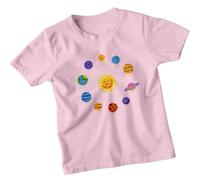 Solar System Planets Sun Mercury Earth Mars Jupiter Saturn Uranus Neptune Pluto Astronomy Educational Kids T-Shirt Boys Girls Space Tee 3-4 Years Light Pink