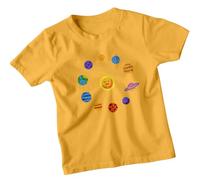 Solar System Planets Sun Mercury Earth Mars Jupiter Saturn Uranus Neptune Pluto Astronomy Educational Kids T-Shirt Boys Girls Space Tee 3-4 Years Sunflower